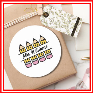 Sticker Rond Crayon Enseignant Retour À L'Appréciation De L'Éco