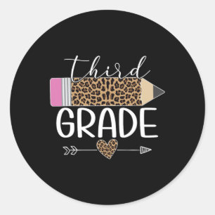 Sticker Rond Crayon Leopard De Grade Retour À L'École Enseignan