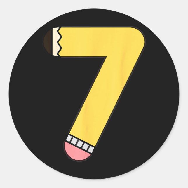 Sticker Rond Crayon Numéro 7 Retour à l'école 7e Anniversaire (Devant)