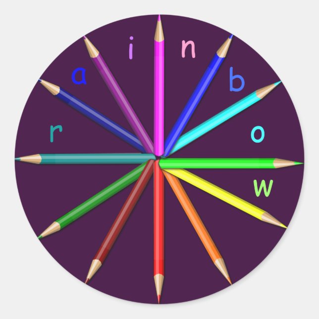 Sticker Rond crayons arc-en-ciel (Devant)