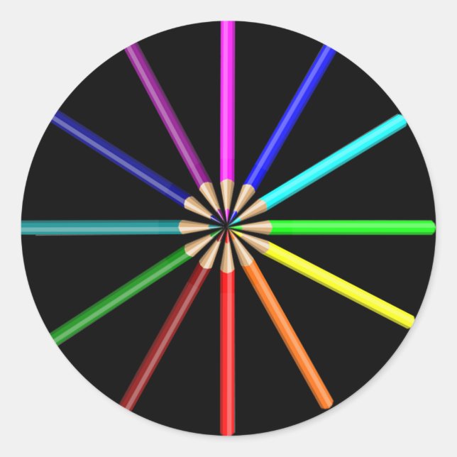 Sticker Rond crayons arc-en-ciel (Devant)