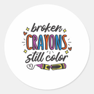 Sticker Rond Crayons brisés Toujours Couleur Suicide Prévention