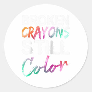 Sticker Rond Crayons cassés couleur encore Chemise santé mental