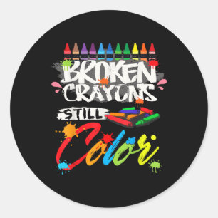 Sticker Rond Crayons cassés couleur encore Chemise santé mental