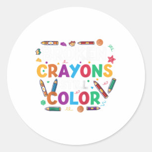 Sticker Rond Crayons cassés couleur encore Chemise santé mental