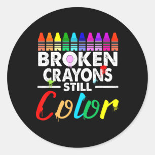 Sticker Rond Crayons cassés Couleur encore Santé mentale S Sens