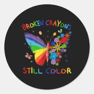 Sticker Rond Crayons cassés Couleur encore Santé mentale S Sens