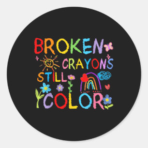 Sticker Rond Crayons cassés Couleur encore Santé mentale S Sens