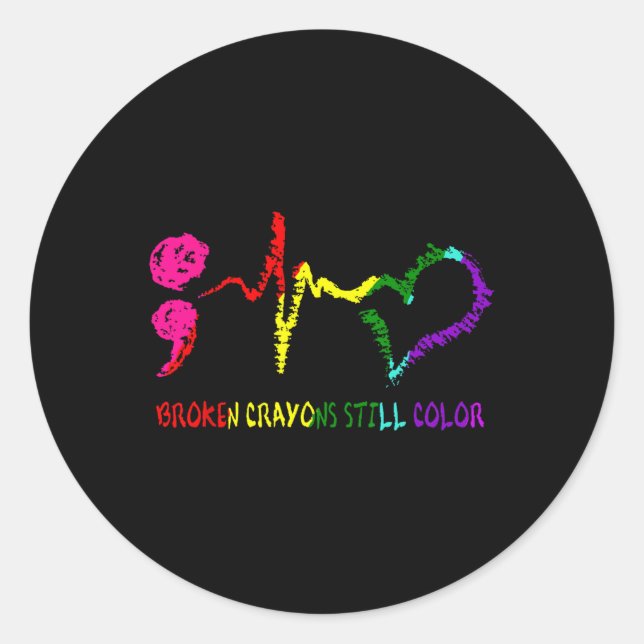 Sticker Rond Crayons cassés Couleur encore Sensibilisation à la (Devant)