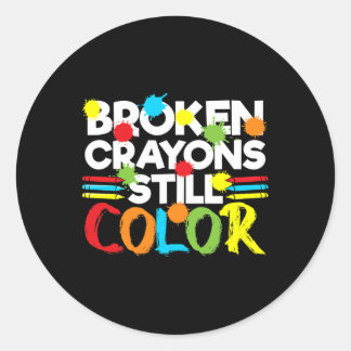 Sticker Rond Crayons cassés Couleur encore Sensibilisation à la