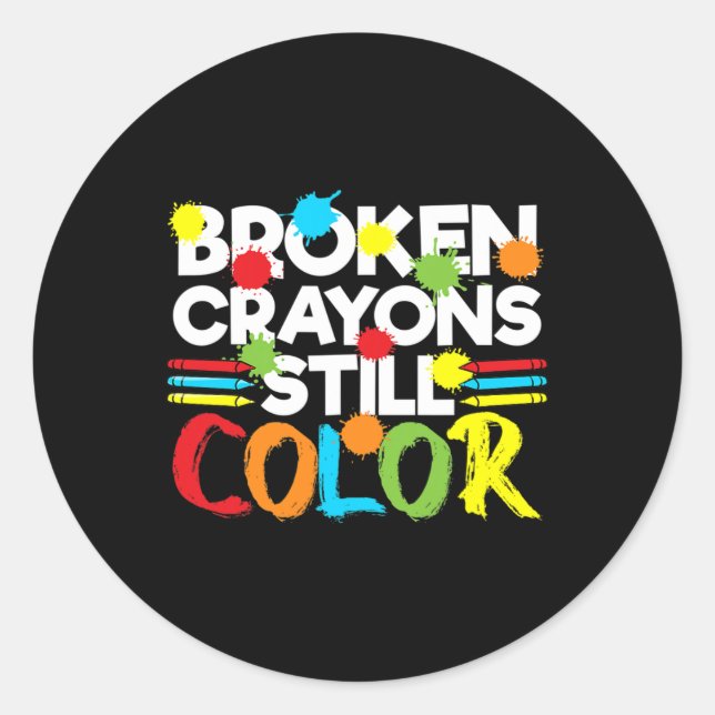 Sticker Rond Crayons cassés Couleur encore Sensibilisation à la (Devant)