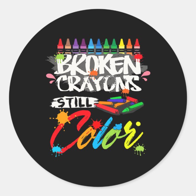 Sticker Rond Crayons cassés Couleur encore Sensibilisation à la (Devant)