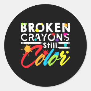 Sticker Rond Crayons cassés couleur fixe