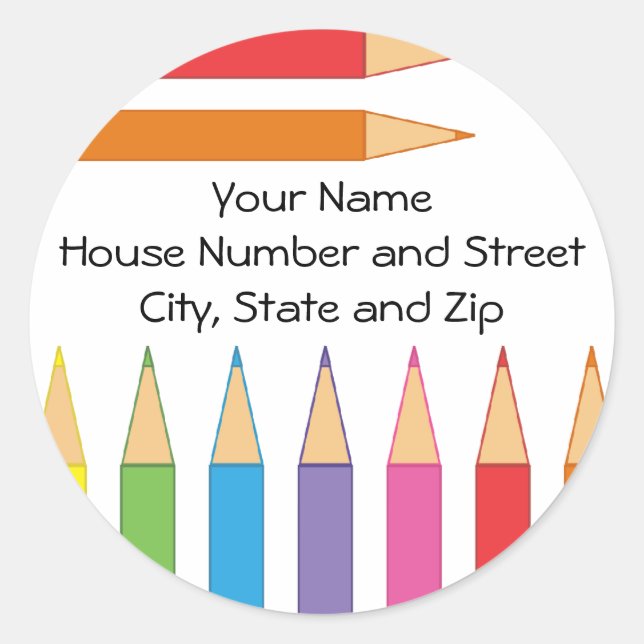 Sticker Rond Crayons colorés (Devant)