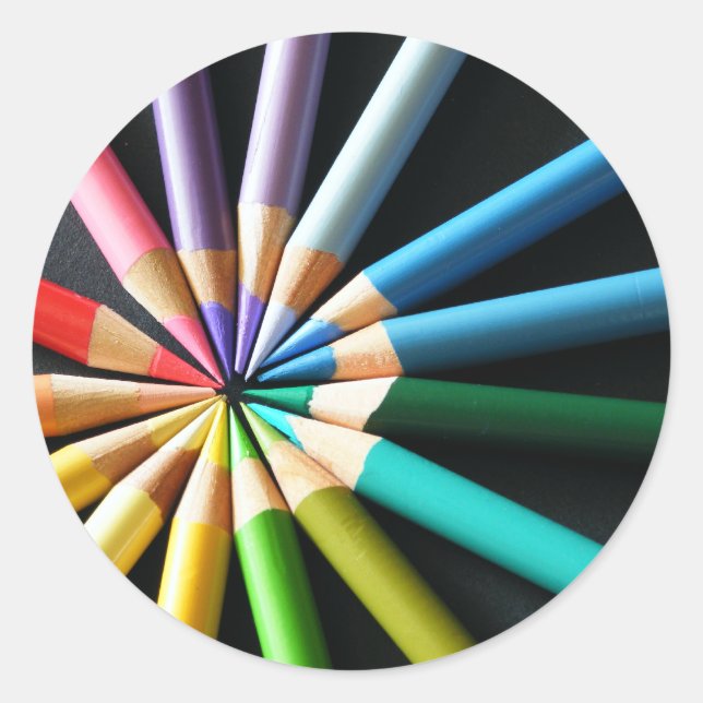 Sticker Rond Crayons colorés (Devant)