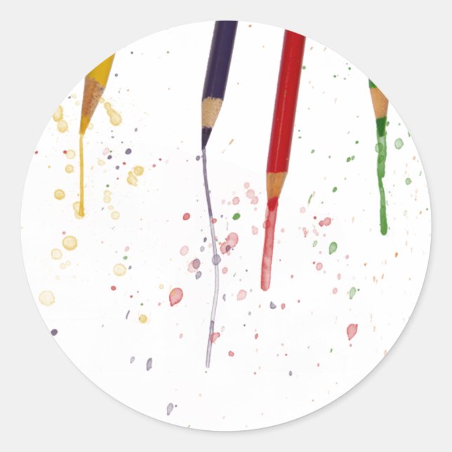 Sticker Rond Crayons colorés (Devant)