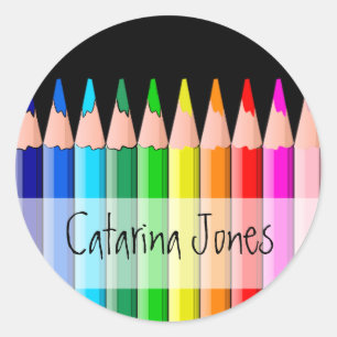 Sticker Rond Crayons - Customisés