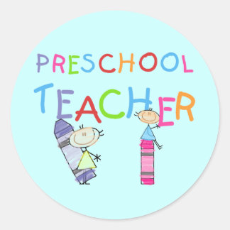 Sticker Rond Crayons Enseignants préscolaires TShirts et cadeau