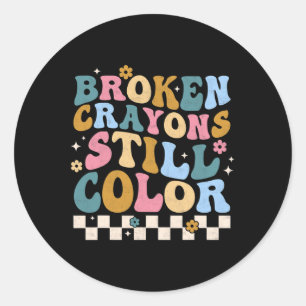 Sticker Rond Crayons Toujours Couleur Sensibilisation à la sant