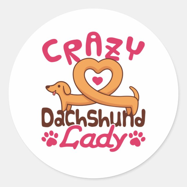 Sticker Rond Crazy Dachshund Lady Doxie Maman (Devant)
