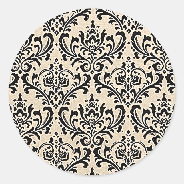 Sticker Rond Cream Damask ~ (Devant)