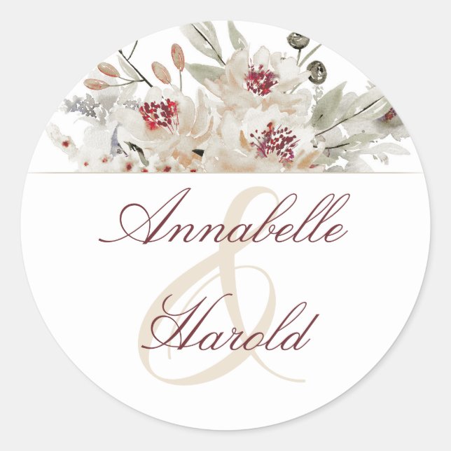 Sticker Rond Cream et Marsala Mariage (Devant)