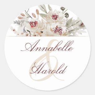 Sticker Rond Cream et Marsala Mariage