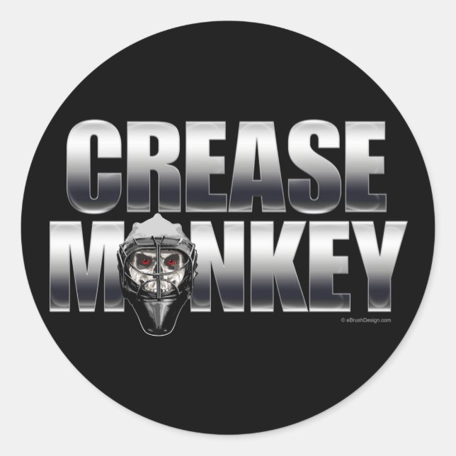 Sticker Rond Crease Monkey (gardien de hockey) (Devant)