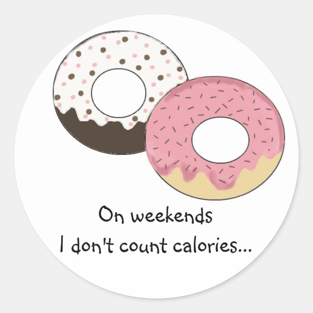 Sticker Rond Création de beignet mignon avec citation (Devant)