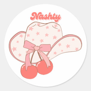 Sticker Rond Création de chapeau de cowboy Nashty Humour west