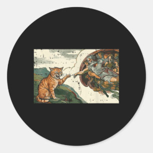 Sticker Rond Création de chat d'Adam drôle de mème d'art parodi