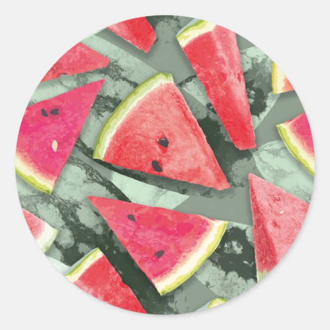 Sticker Rond Création de motif de pastèque 4 (Devant)