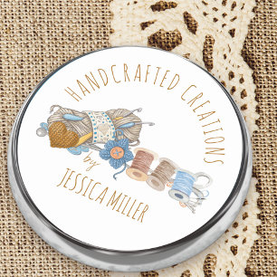 Sticker Rond Créations artisanales par Fil et couture blanc