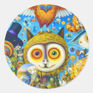 Sticker Rond Créations d'Imaginaires chaotiques et colorés Dall