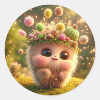 Sticker Rond Créature de cheveux végétale