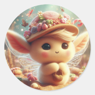 Sticker Rond Créature des oreilles mignonnes