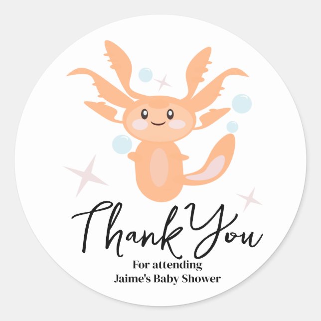 Sticker Rond Créature Océanique Axolotl Pastel Shower de Bébé  (Devant)