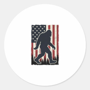 Sticker Rond Créature Sauvage Patriotique Drapeau Vintage Vecte