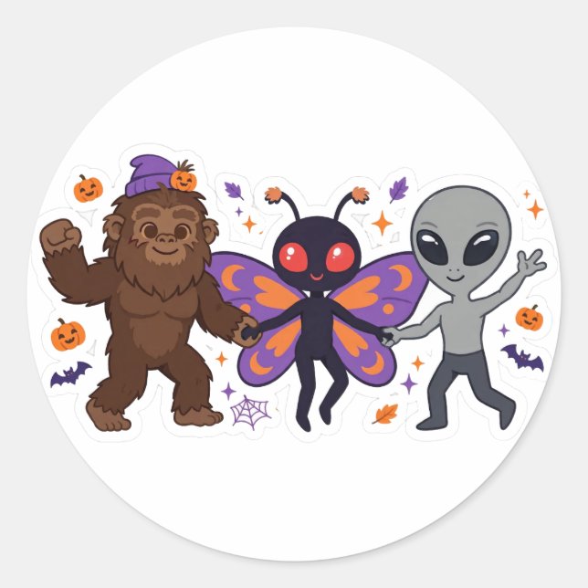 Sticker Rond Créatures Cryptides Danseuses — Set d'autocollants (Devant)