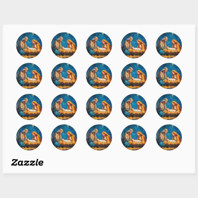 Sticker Rond Crèche, belle illustration, (Feuille)