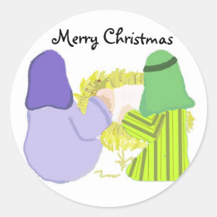 Sticker Rond Crèche de Noël