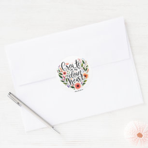 Sticker Rond Crée en moi un cœur pur floral