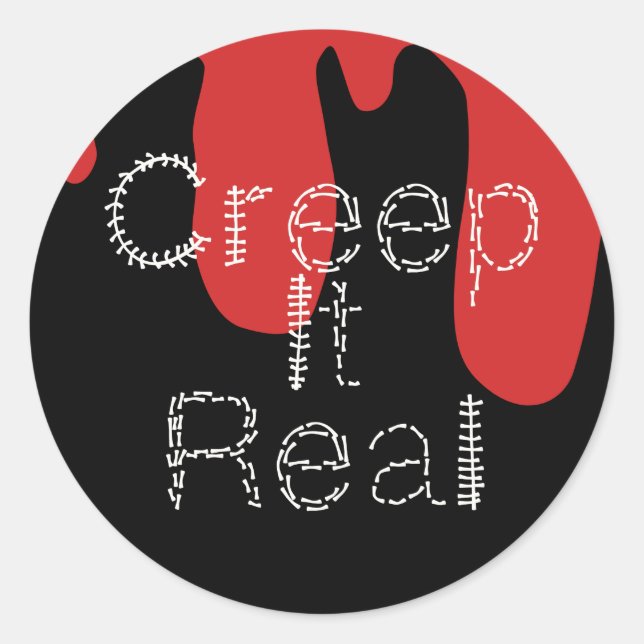 Sticker Rond Creep it Real Main Drag Police Blood Halloween (Devant)