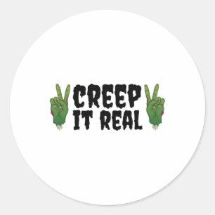 Sticker Rond Creep It Real Zombie main Zombie Halloween Zombie