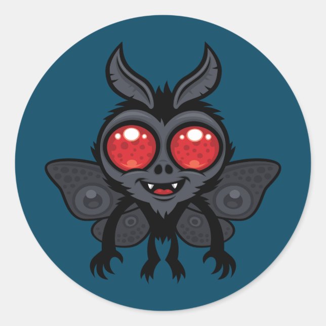 Sticker Rond Creepy Cute Cryptid Mothman Monster (Devant)