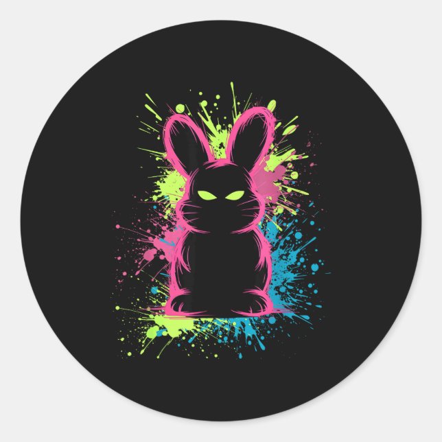 Sticker Rond Creepy Cute Goth Bunny Horror Rabbit Sketch Alt Ng (Devant)