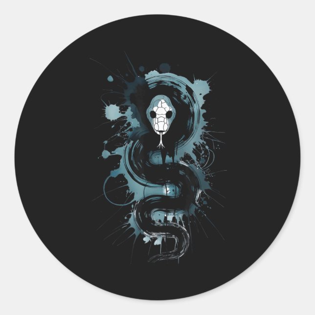 Sticker Rond Creepy Cute Goth Snake Horror Snake Sketch Alt Nge (Devant)