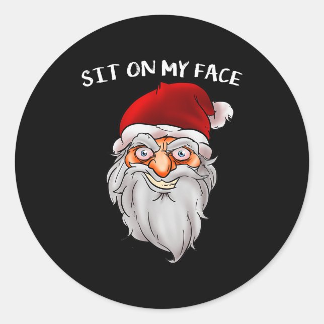Sticker Rond Creepy Santa Christmas -xmas Sit On My Face  (Devant)