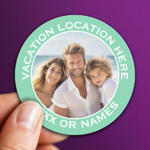 Sticker Rond Créer un souvenir de vacances avec photo et texte