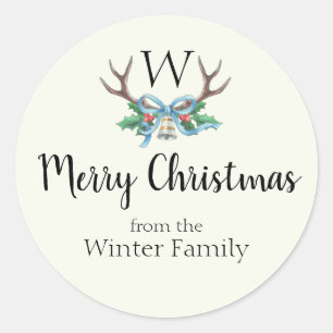 Sticker Rond Créer une balise cadeau de nom de monogramme perso